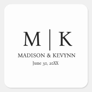 Monogram Weddenschap Vierkante Sticker