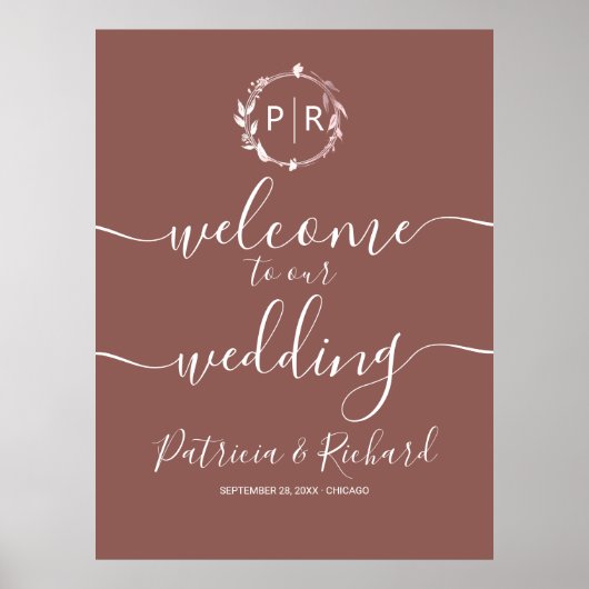 Monogram Weddenschap Welkomstbord Schuimbord Poster (Voorkant)