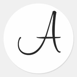 Monogram Weddenschap Zwart wit Aangepast Initiaal  Ronde Sticker