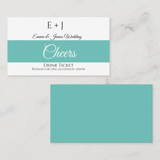 Monogram Weddenschappen Drink Ticket (Voorkant / Achterkant)