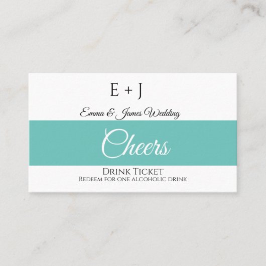 Monogram Weddenschappen Drink Ticket (Voorkant)