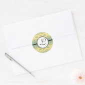 Monogram Wedding Brite Aqua Blue Borders Ronde Sticker (Envelop)