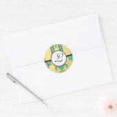 Monogram Wedding Brite Aqua Blue Borders Ronde Sticker (Envelop)