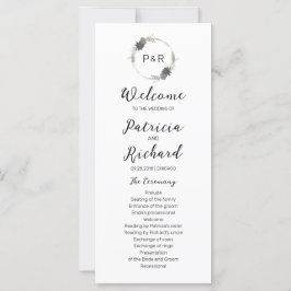 Monogram Wedding Ceremony Program 4x9 Kaart