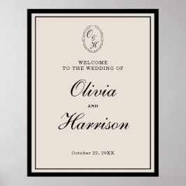 Monogram Wedding Classic Welcome Sign Poster