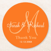 Monogram Wedding Dank je Sinaasappel Ronde Kartonnen Onderzetter (Voorkant)