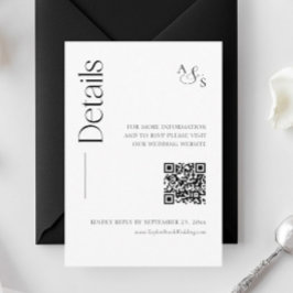 Monogram Wedding Details Website QR Code Informatiekaartje