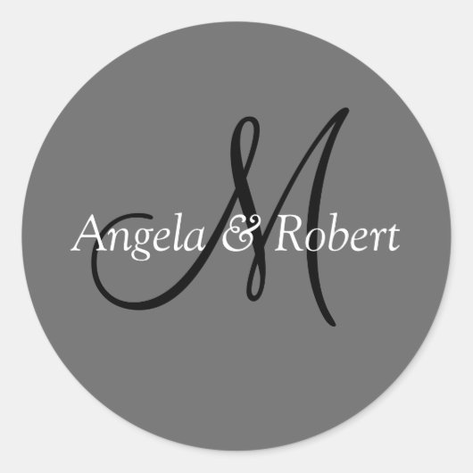 Monogram Wedding Envelope-zegels Ronde Sticker (Voorkant)