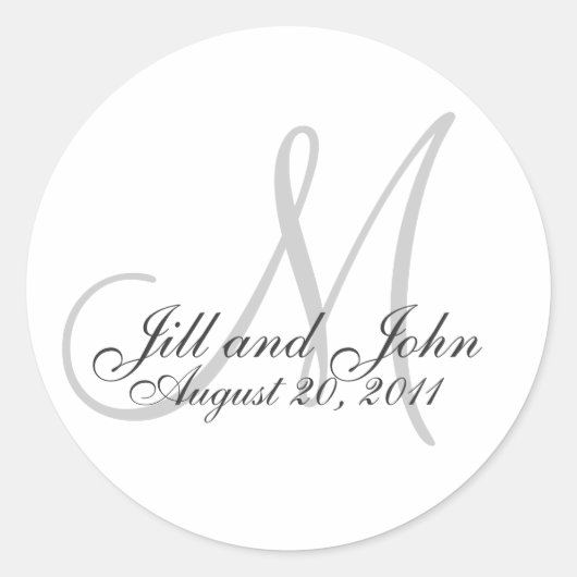 Monogram Wedding Favor Sticker (Voorkant)