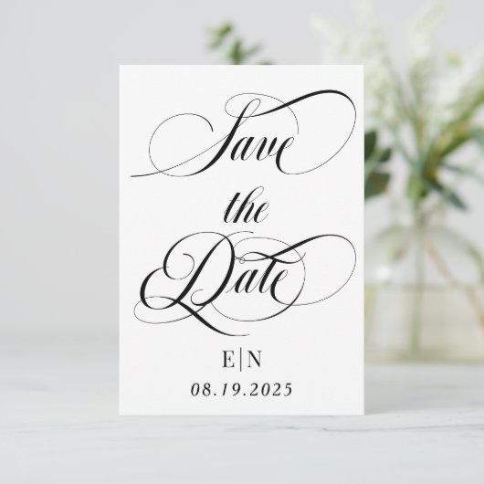 Monogram Wedding Foto Save The Date (Staand voorkant)