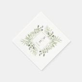 Monogram Wedding Greenery Foliage Gold Napkins Servet (Hoek)