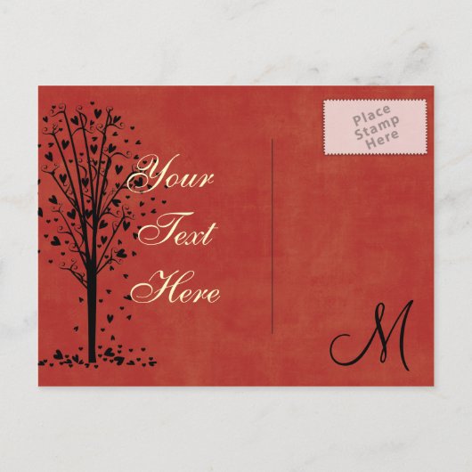 Monogram Wedding Heart Tree Save the Date Cards Aankondigingskaart (Achterkant)