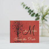 Monogram Wedding Heart Tree Save the Date Cards Aankondigingskaart (Staand voorkant)