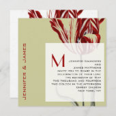 Monogram Wedding Invitaties Moderne Tulip Kaart (Voorkant / Achterkant)