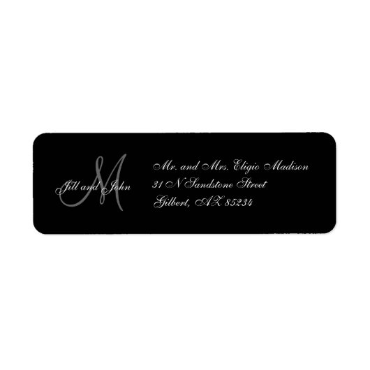 Monogram Wedding Invitation Return Address Labels (Voorkant)