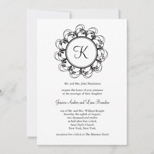 Monogram Wedding Invitation (wit) Kaart (Voorkant)
