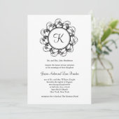 Monogram Wedding Invitation (wit) Kaart (Staand voorkant)