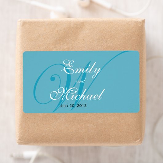Monogram Wedding Labels - Turquoise (Insitu)