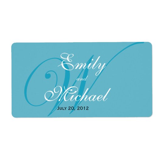 Monogram Wedding Labels - Turquoise (Voorkant)