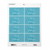 Monogram Wedding Labels - Turquoise (Full Sheet)