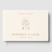 Monogram Wedding Logo Monstera Gastenboek (Voorkant)