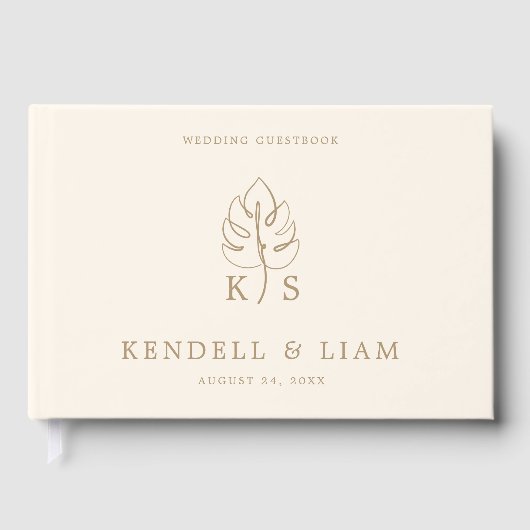 Monogram Wedding Logo Monstera Gastenboek (Voorkant)