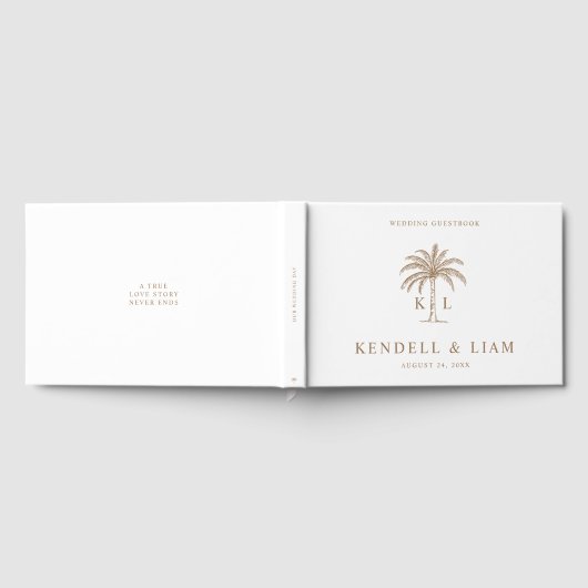 Monogram Wedding Logo Palm Tree Gastenboek (Volledig)
