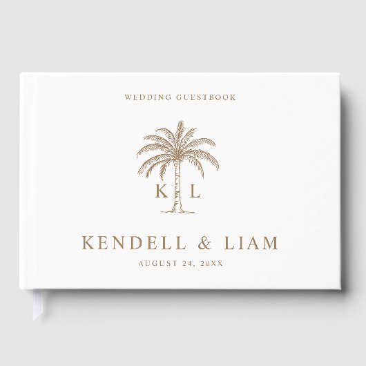 Monogram Wedding Logo Palm Tree Gastenboek (Voorkant)