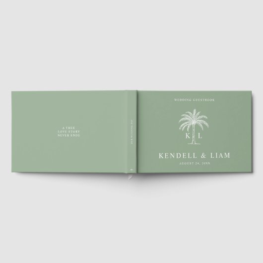 Monogram Wedding Logo Palm Tree Gastenboek (Volledig)