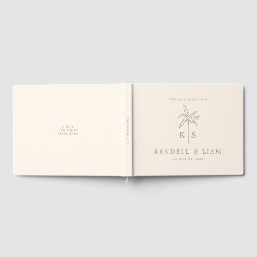 Monogram Wedding Logo Palm Tree Guestbook Gastenboek (Volledig)