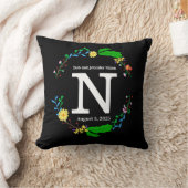 Monogram Wedding Pillow met Colorful Wreath Kussen (Deken)