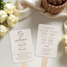 Monogram Wedding Program Handje Fan Handwaaier