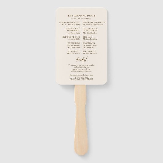 Monogram Wedding Program Handje Fan Handwaaier (Achterkant)