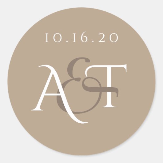 Monogram Wedding Seal Ronde Sticker (Voorkant)