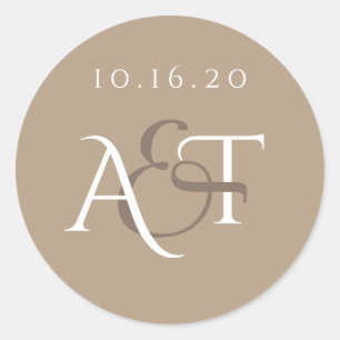 Monogram Wedding Seal Ronde Sticker