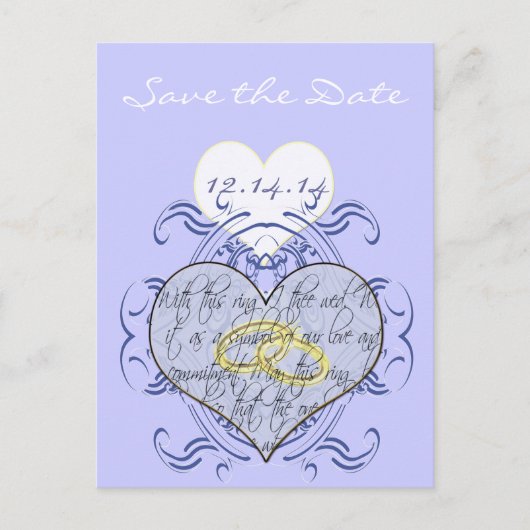 Monogram Wedding Vow Heart Aankondigingskaart (Voorkant)