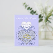 Monogram Wedding Vow Heart Aankondigingskaart (Staand voorkant)