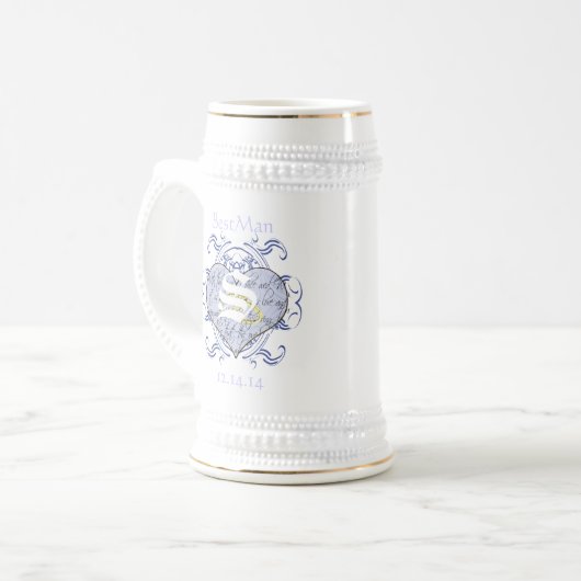 Monogram Wedding Vow Heart Bierpul (Voorkant links)