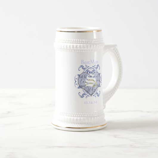 Monogram Wedding Vow Heart Bierpul (Voorkant rechts)