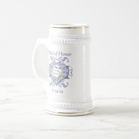 Monogram Wedding Vow Heart Bierpul (Voorkant links)