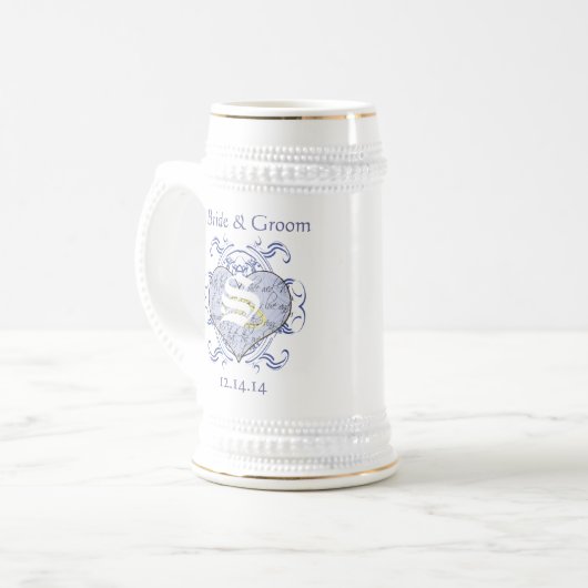 Monogram Wedding Vow Heart Bierpul (Voorkant links)