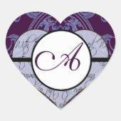 Monogram Wedding Vow Heart Hart Sticker (Voorkant)