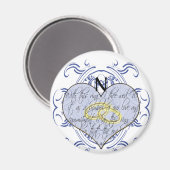 Monogram Wedding Vow Heart Magneet (Voorkant / Achterkant)