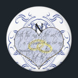 Monogram Wedding Vow Heart Magneet<br><div class="desc">Monogram Weddenschappen Uitnodigingen & cadeaus</div>