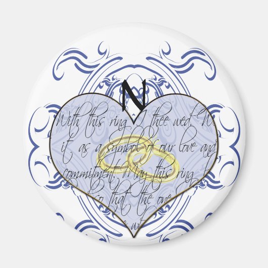 Monogram Wedding Vow Heart Magneet (Voorkant)