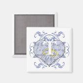 Monogram Wedding Vow Heart Magneet (Voorkant / Achterkant)