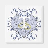 Monogram Wedding Vow Heart Magneet (Voorkant)