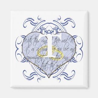 Monogram Wedding Vow Heart Magneet