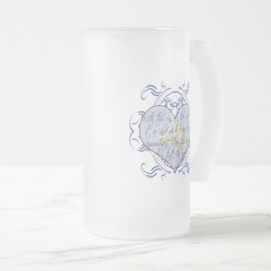 Monogram Wedding Vow Heart Matglas Bierpul (Voorkant rechts)