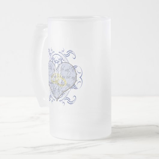 Monogram Wedding Vow Heart Matglas Bierpul (Voorkant links)